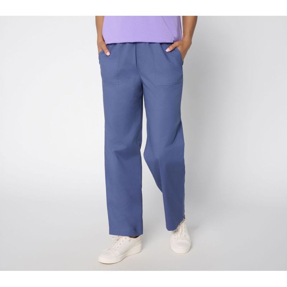 Denim & Co. Women's Plus Sz Pants 1X Make Your Selection: Poplin Blue A725157